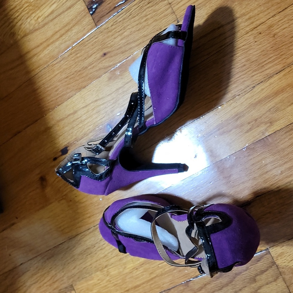 Purple Suede Ballroom Dancing Heels Latin Salsa Dance Shoes sz 9.5